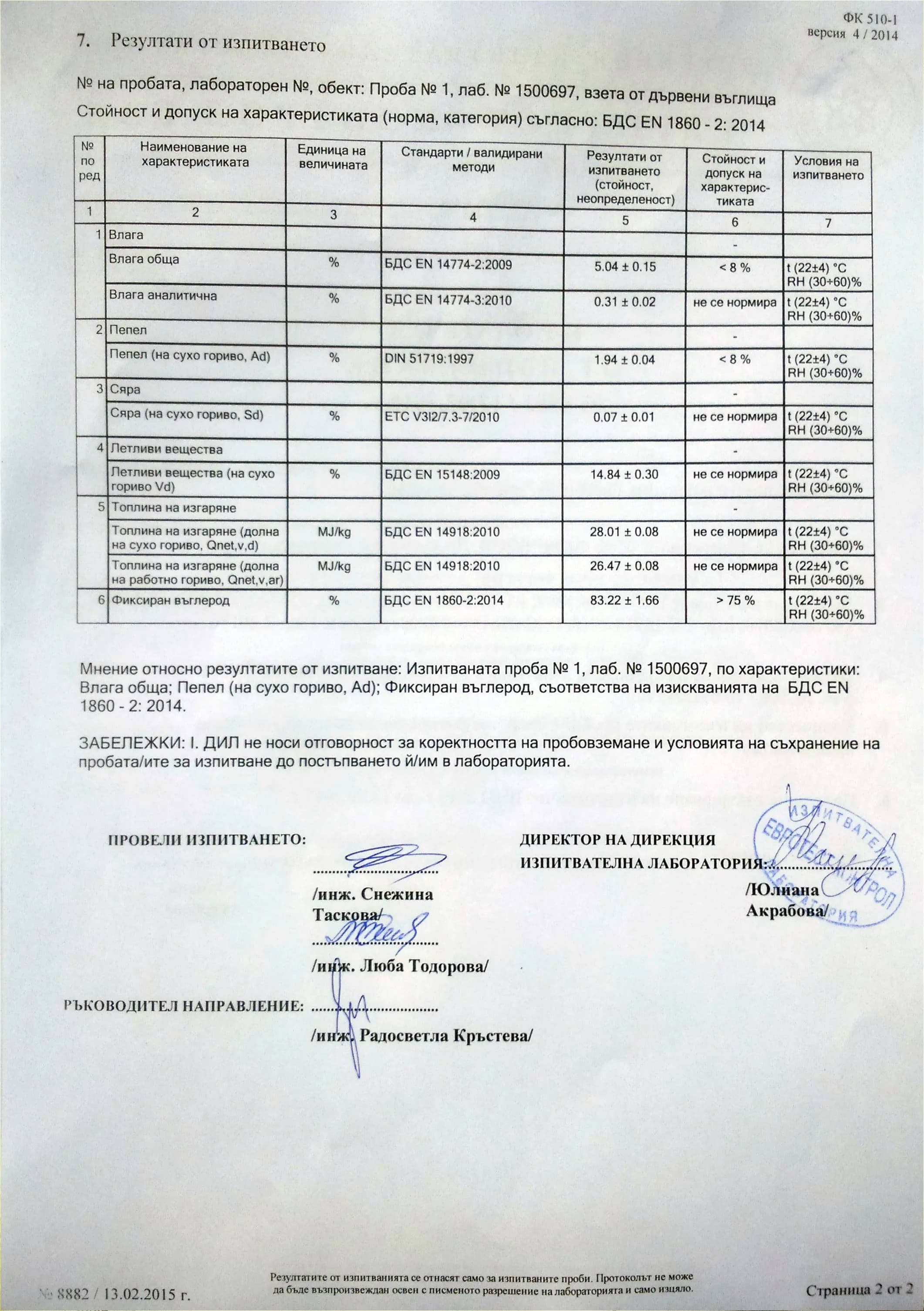 Eco-Friendly Production Certificate for KOM Charcoal
